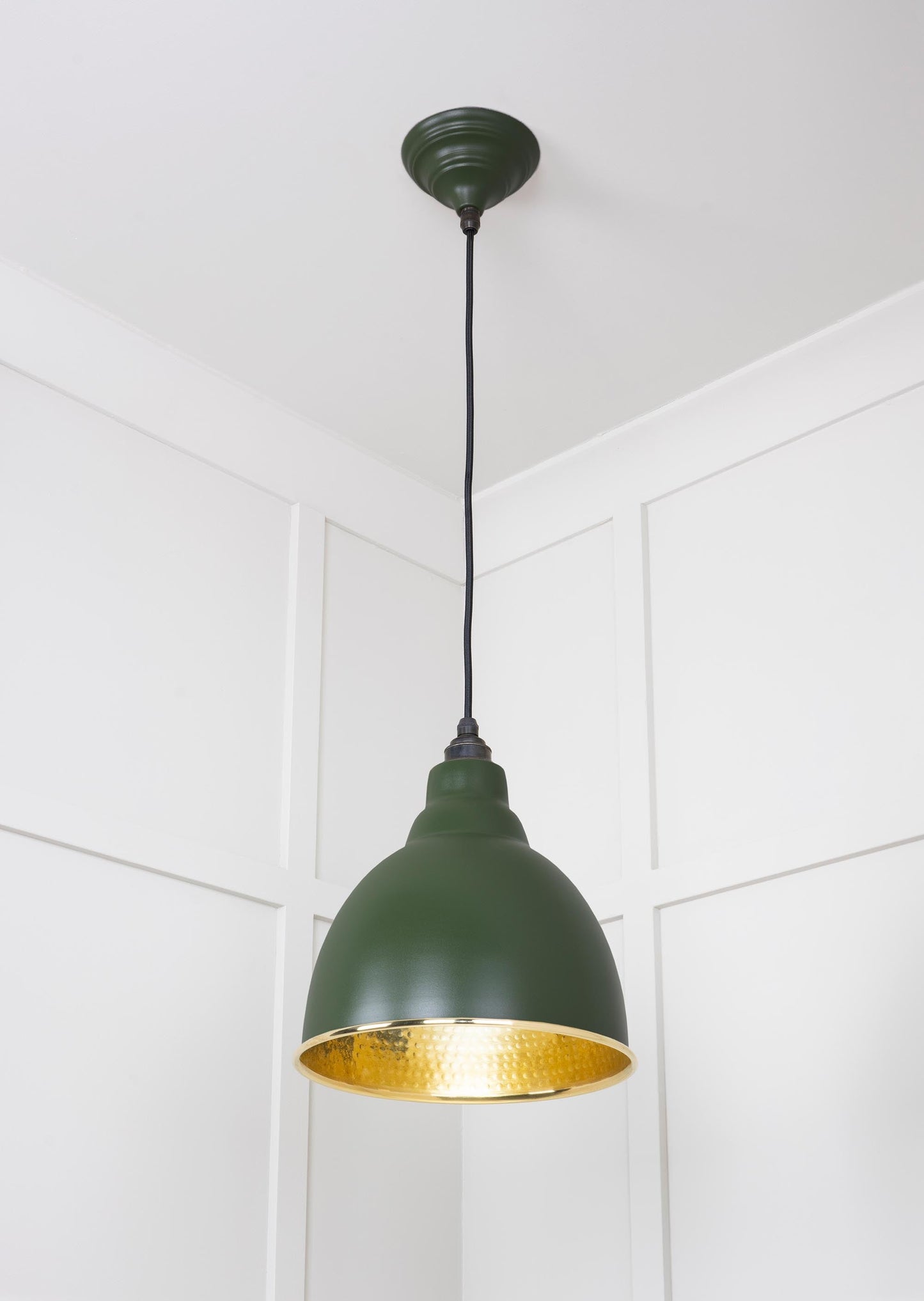 Hammered Brass Brindley Pendant Light Heath, Underside.