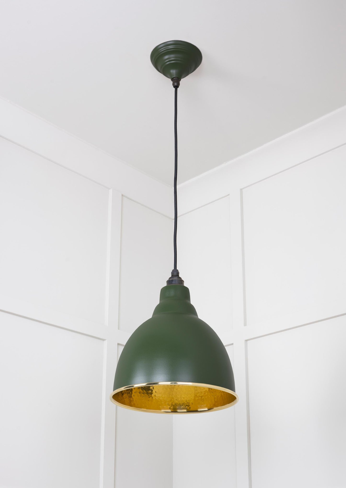 Hammered Brass Brindley Pendant Light Heath, Underside.