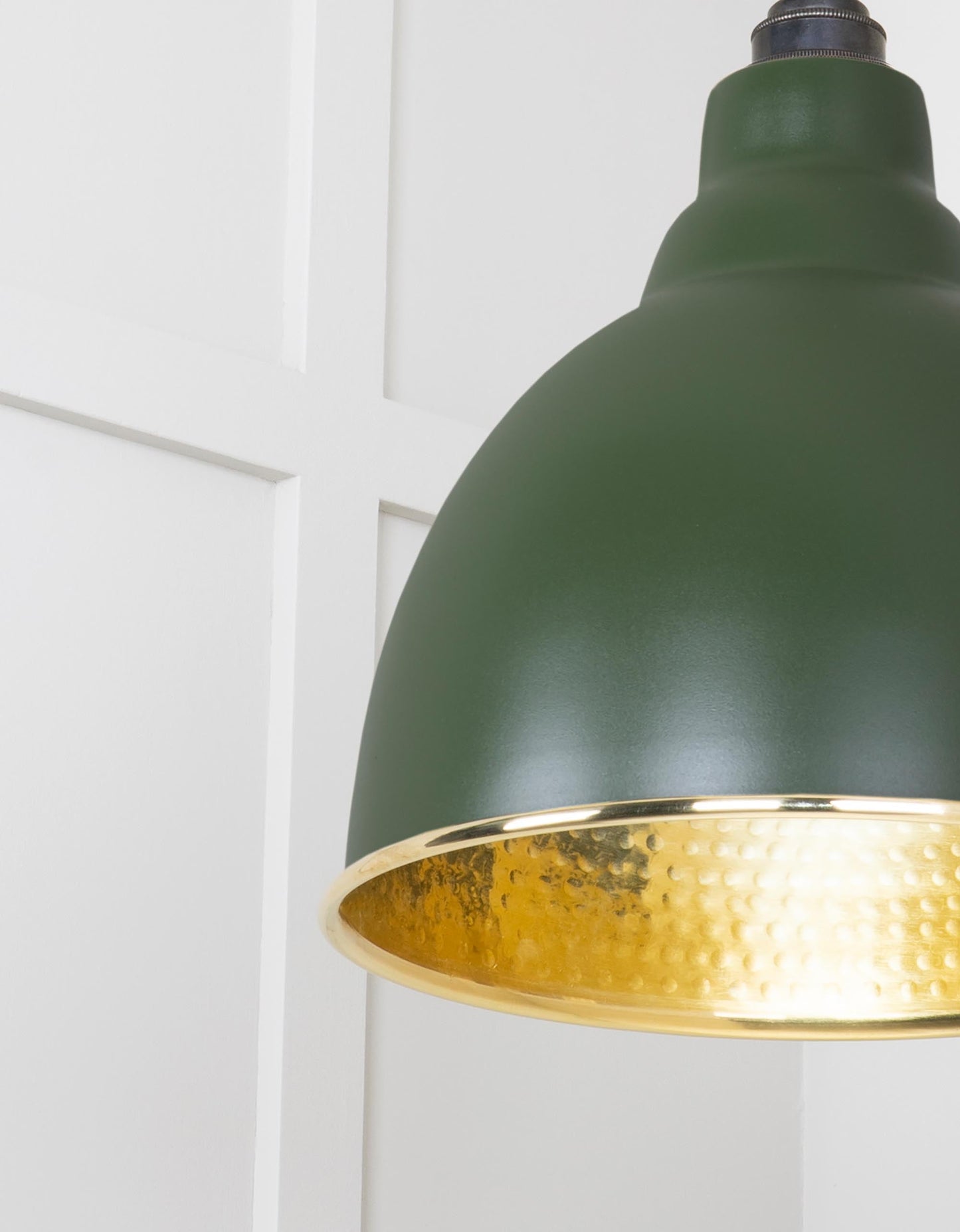 Hammered Brass Brindley Pendant Light Heath, Detailed close up view of pendant.