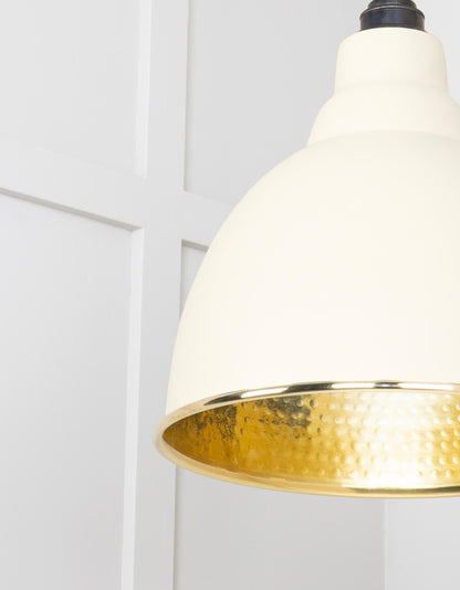 Hammered Brass Brindley Pendant Light Teasel, Detailed close up view of pendant.