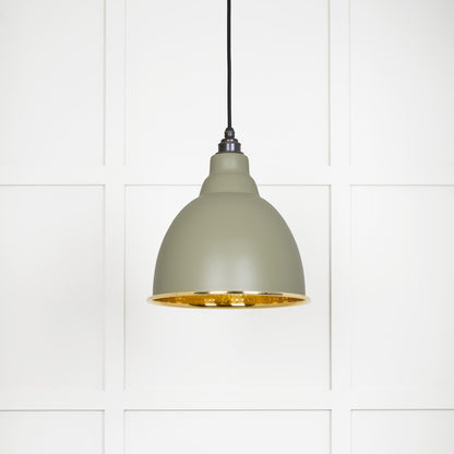 Hammered Brass Brindley Pendant Light Tump, Front Side.