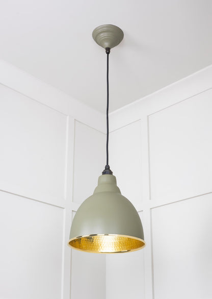 Hammered Brass Brindley Pendant Light Tump, Underside.