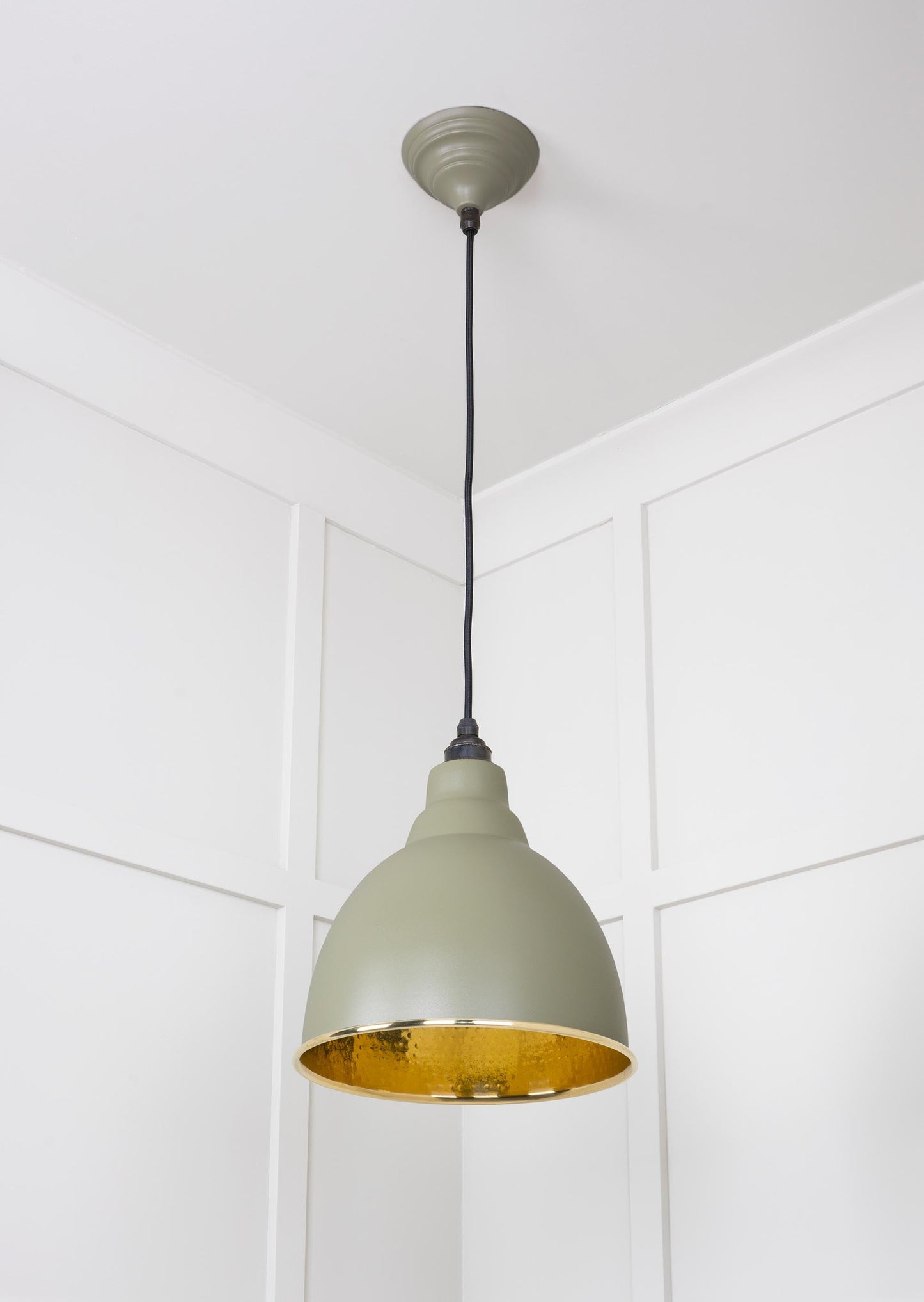 Hammered Brass Brindley Pendant Light Tump, Underside.