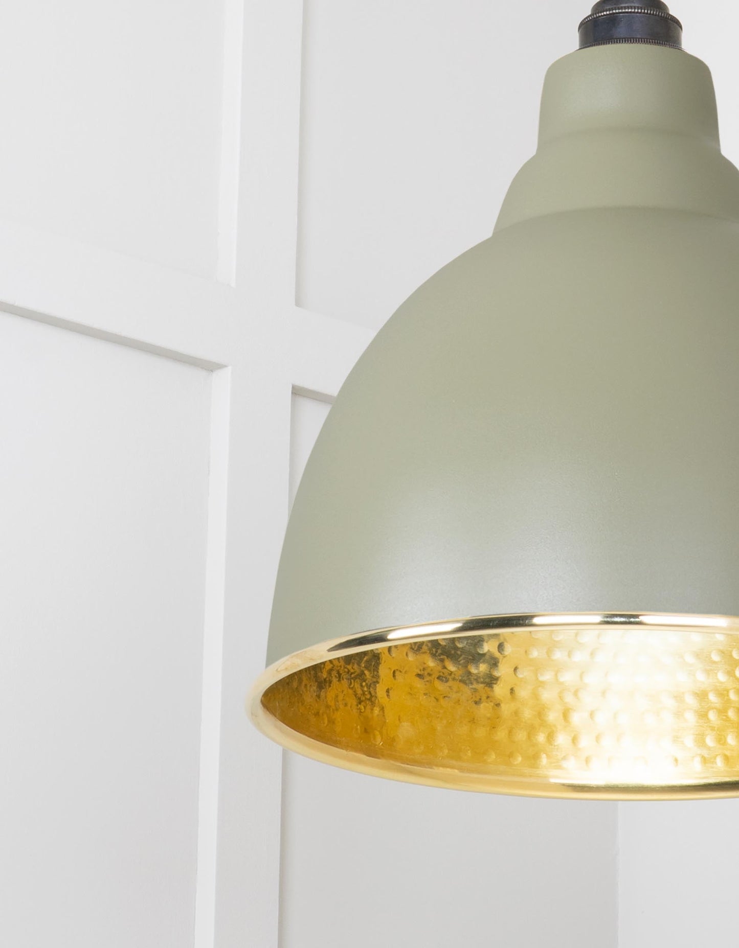 Hammered Brass Brindley Pendant Light Tump, Detailed close up view of pendant.