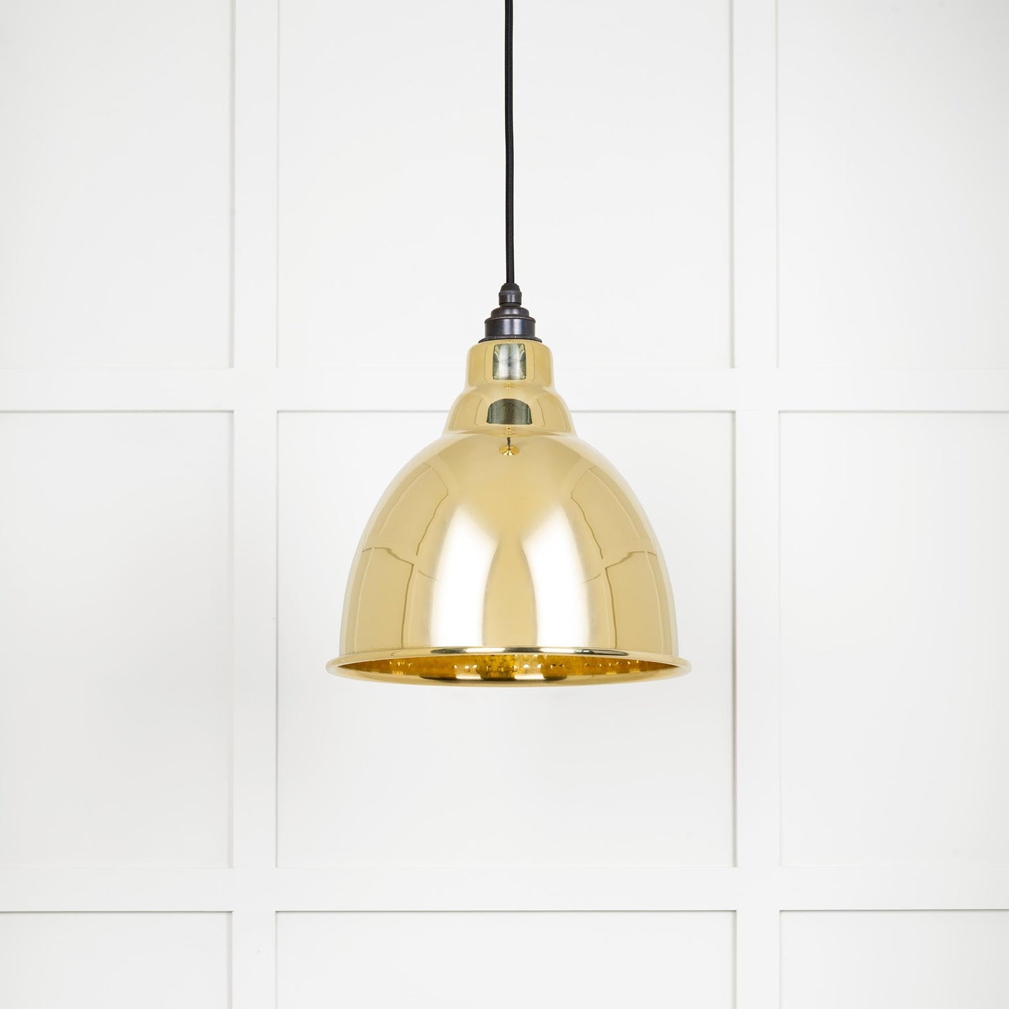 Hammered Brass Brindley Pendant Light , Front Side.