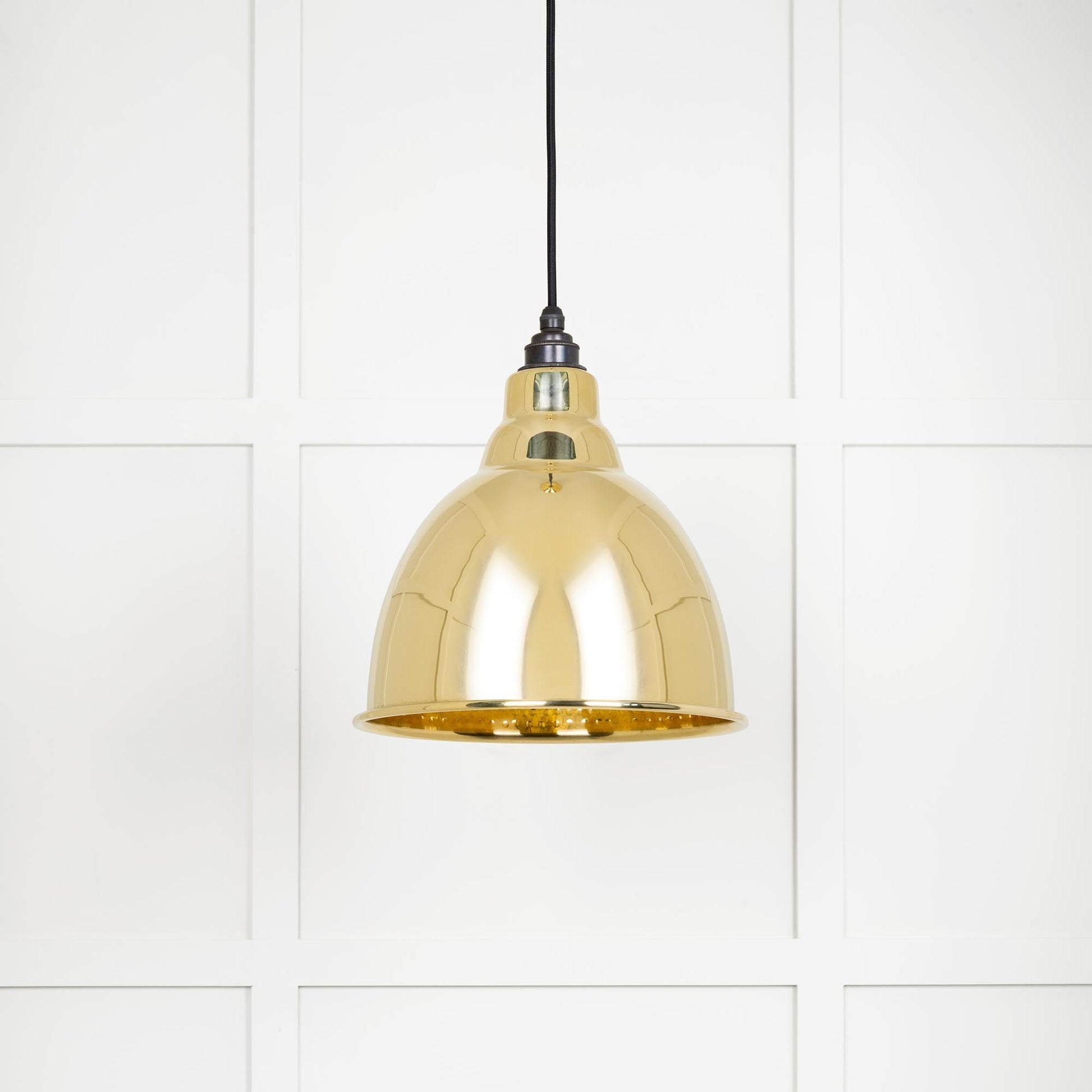 Hammered Brass Brindley Pendant Light , Front Side.