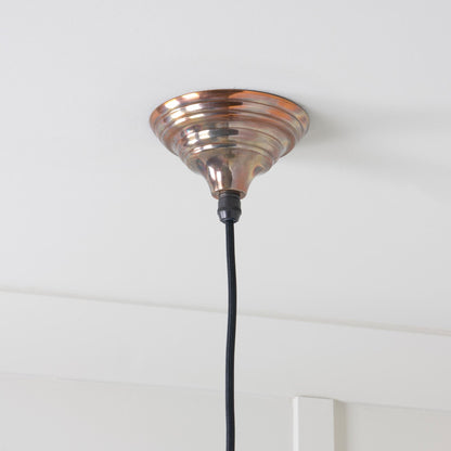 Burnished Hockley Pendant Light , close up view of fitting and cable.