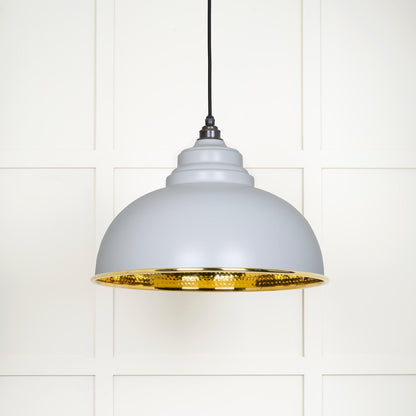 Hammered Brass Harborne Pendant Light Birch, Front Side.