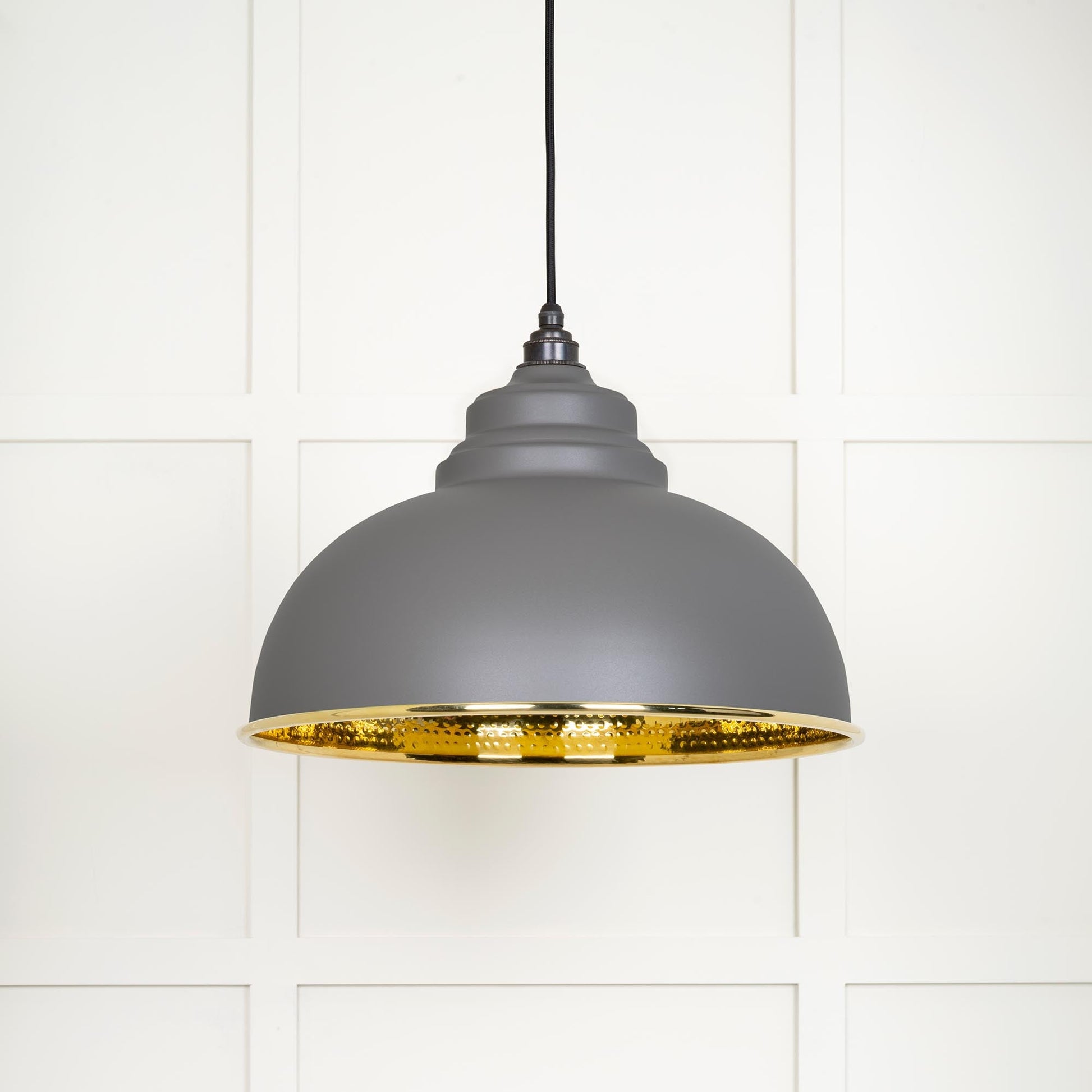 Hammered Brass Harborne Pendant Light Bluff, Front Side.