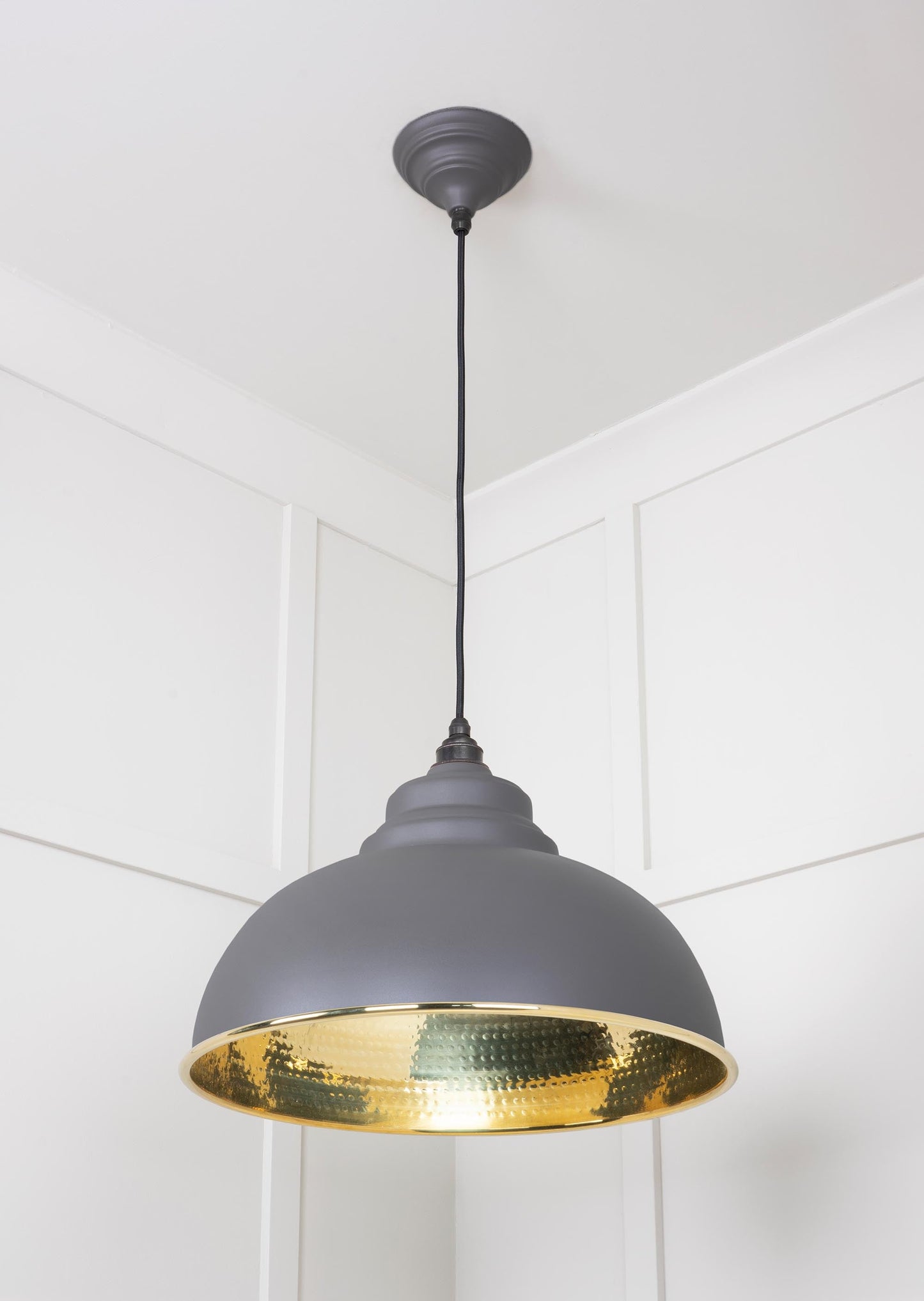 Hammered Brass Harborne Pendant Light Bluff, Underside.