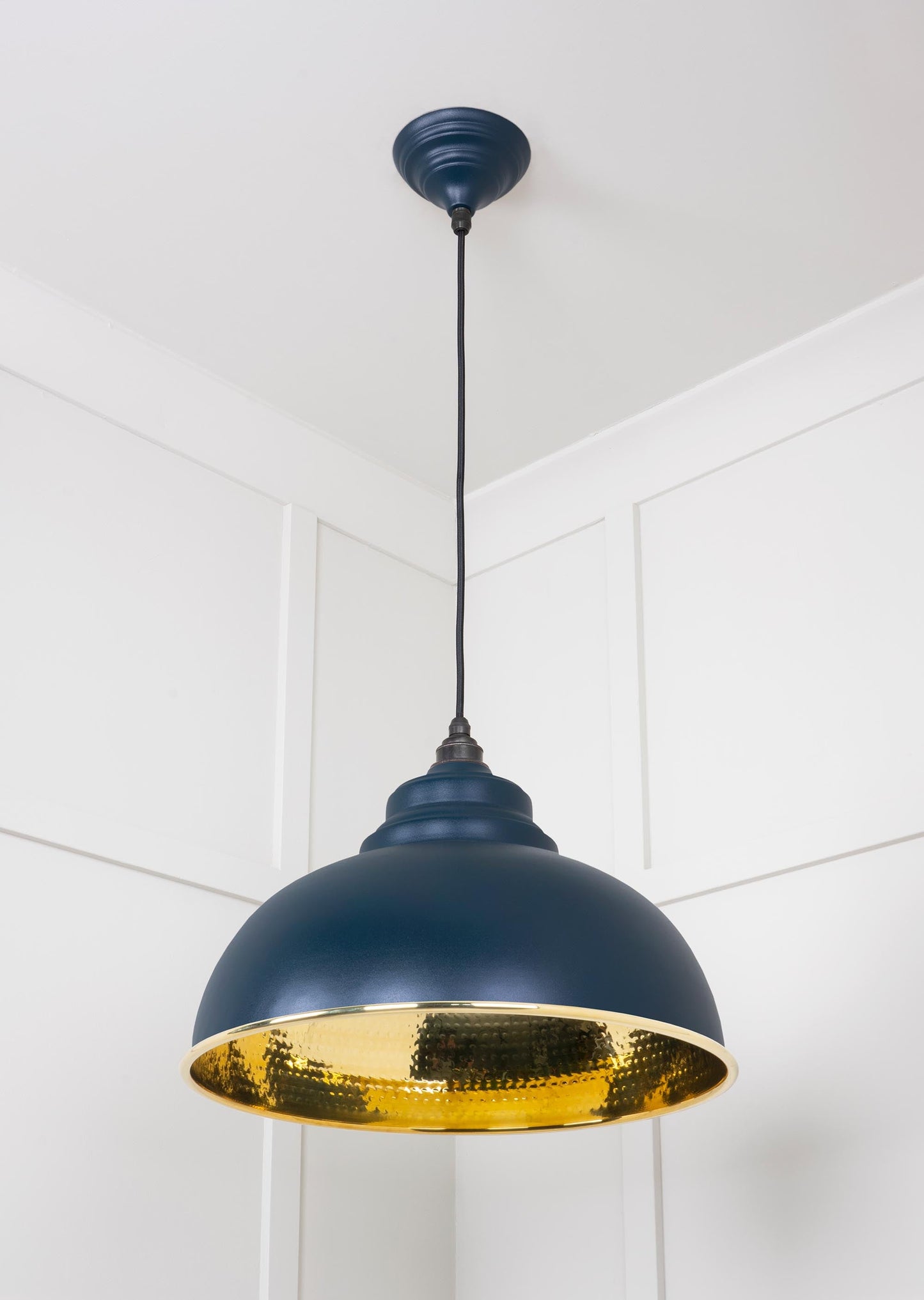 Hammered Brass Harborne Pendant Light Dusk, Underside.