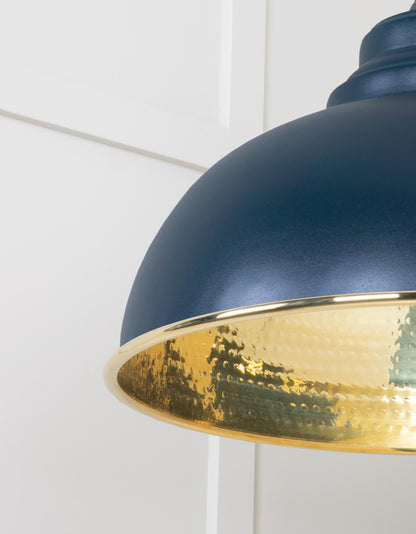 Hammered Brass Harborne Pendant Light Dusk, Detailed close up view of pendant.