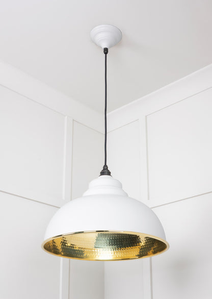 Hammered Brass Harborne Pendant Light Flock, Underside.