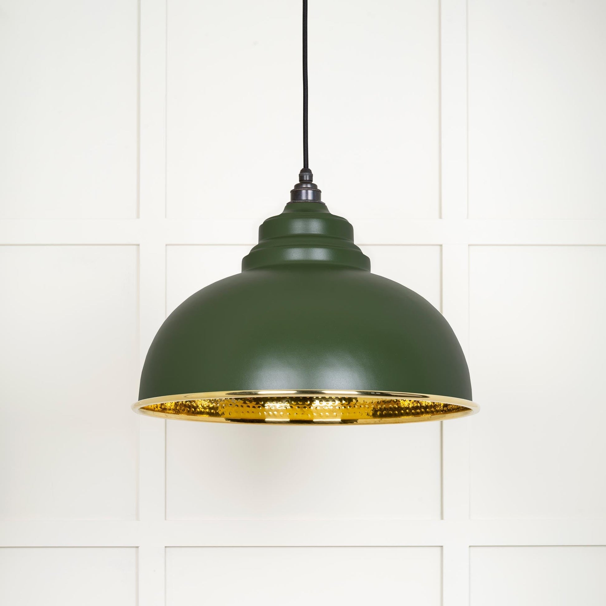 Hammered Brass Harborne Pendant Light Heath, Front Side.