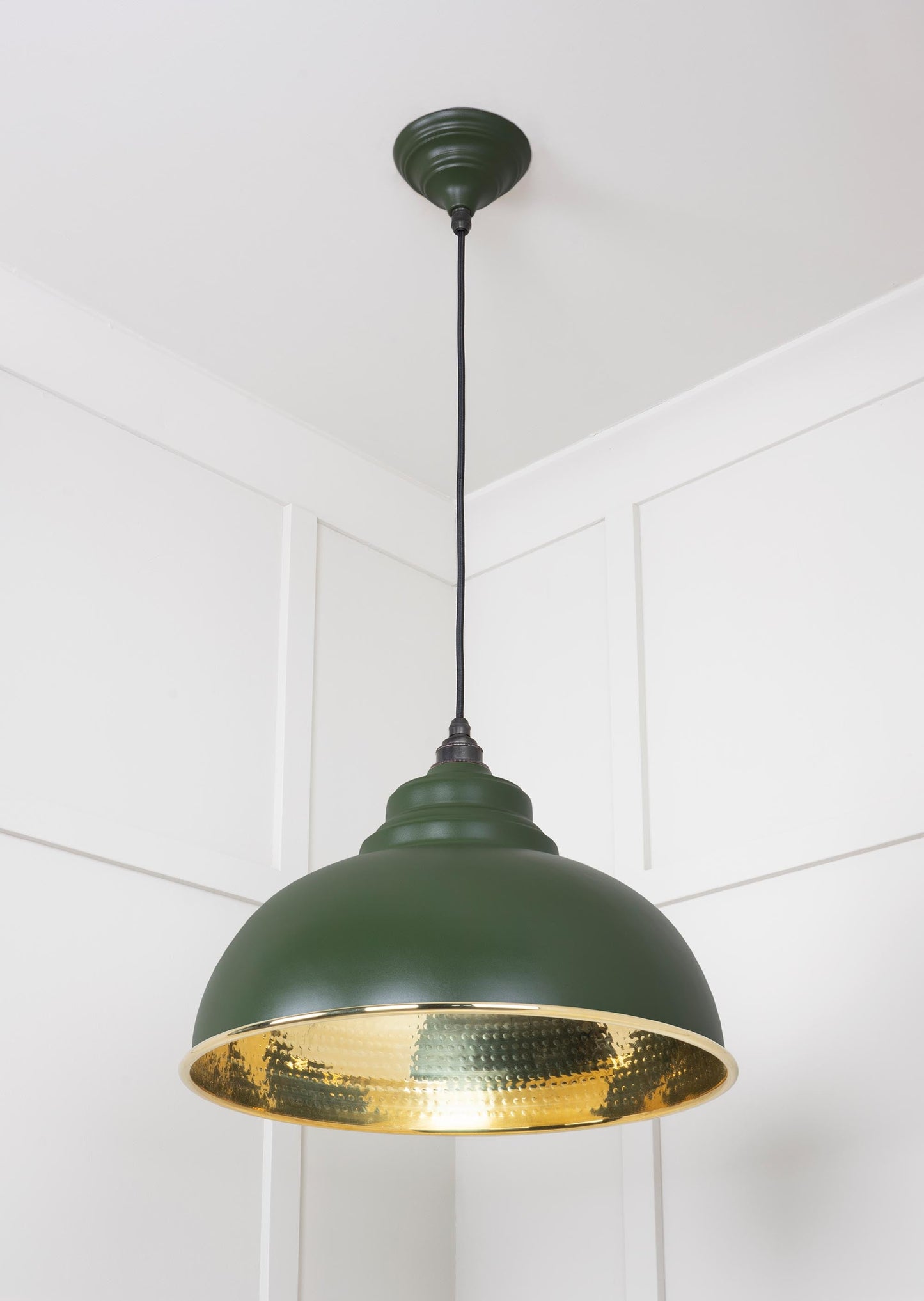 Hammered Brass Harborne Pendant Light Heath, Underside.