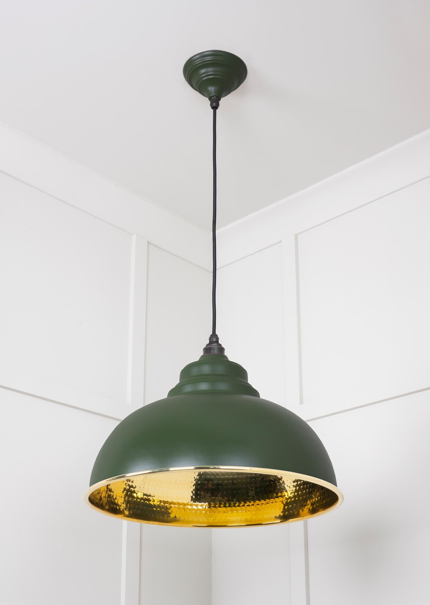 Hammered Brass Harborne Pendant Light Heath, Underside.