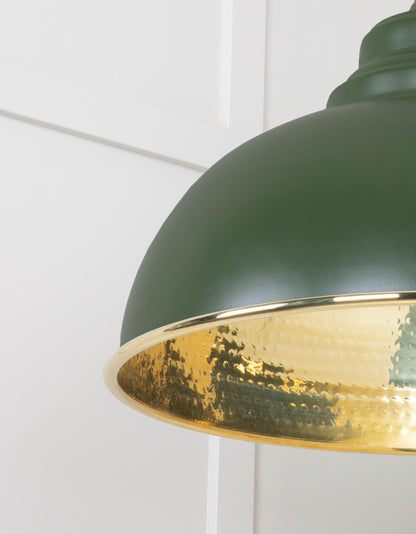 Hammered Brass Harborne Pendant Light Heath, Detailed close up view of pendant.