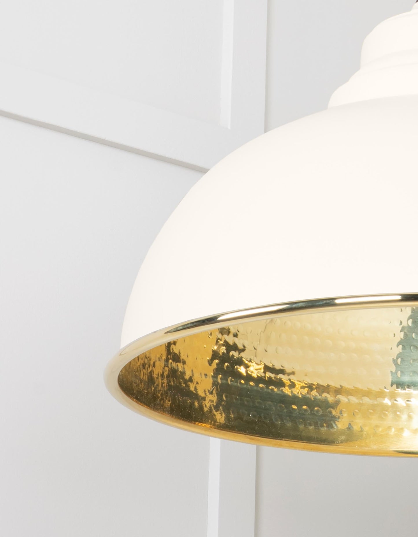 Hammered Brass Harborne Pendant Light Teasel, Detailed close up view of pendant.