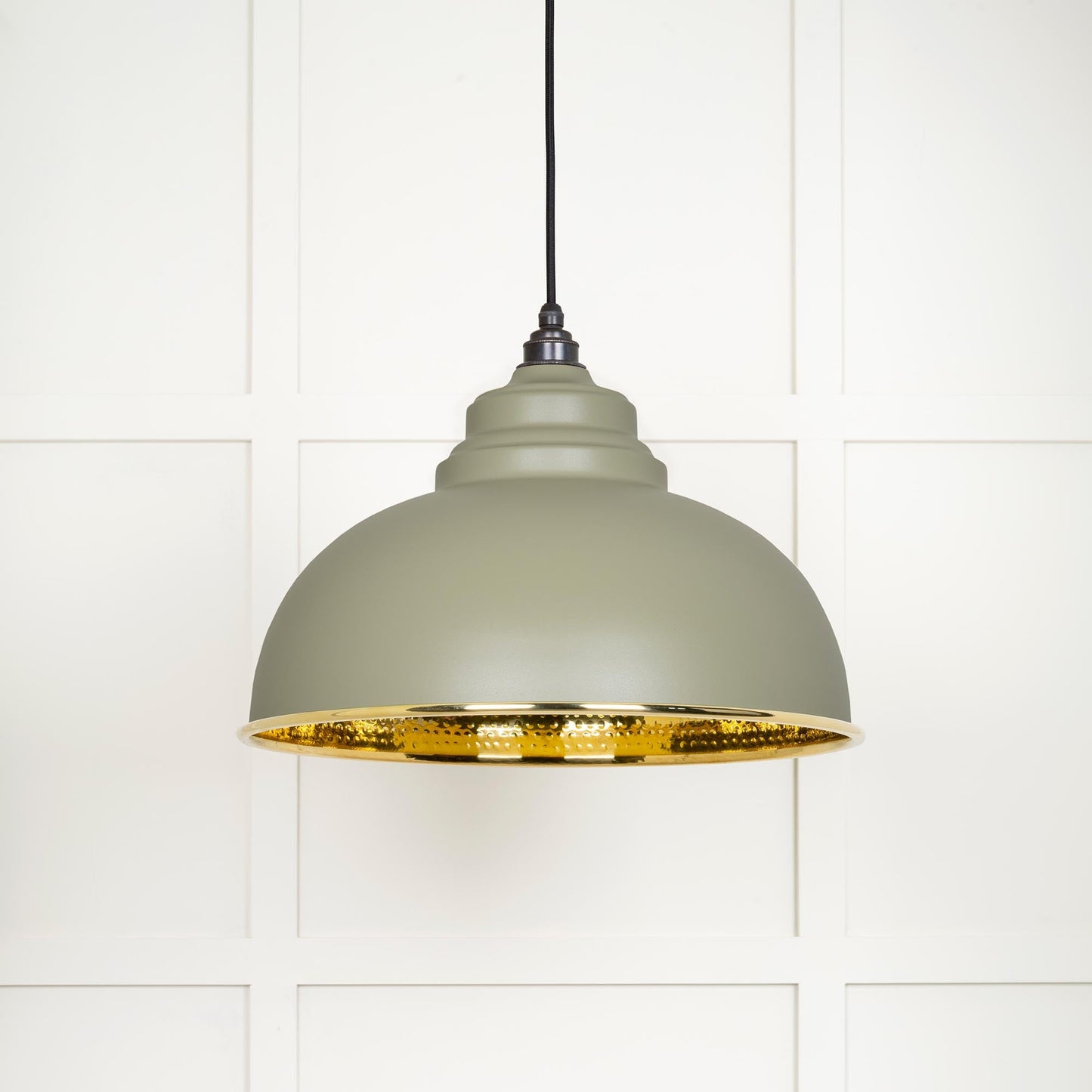 Hammered Brass Harborne Pendant Light Tump, Front Side.