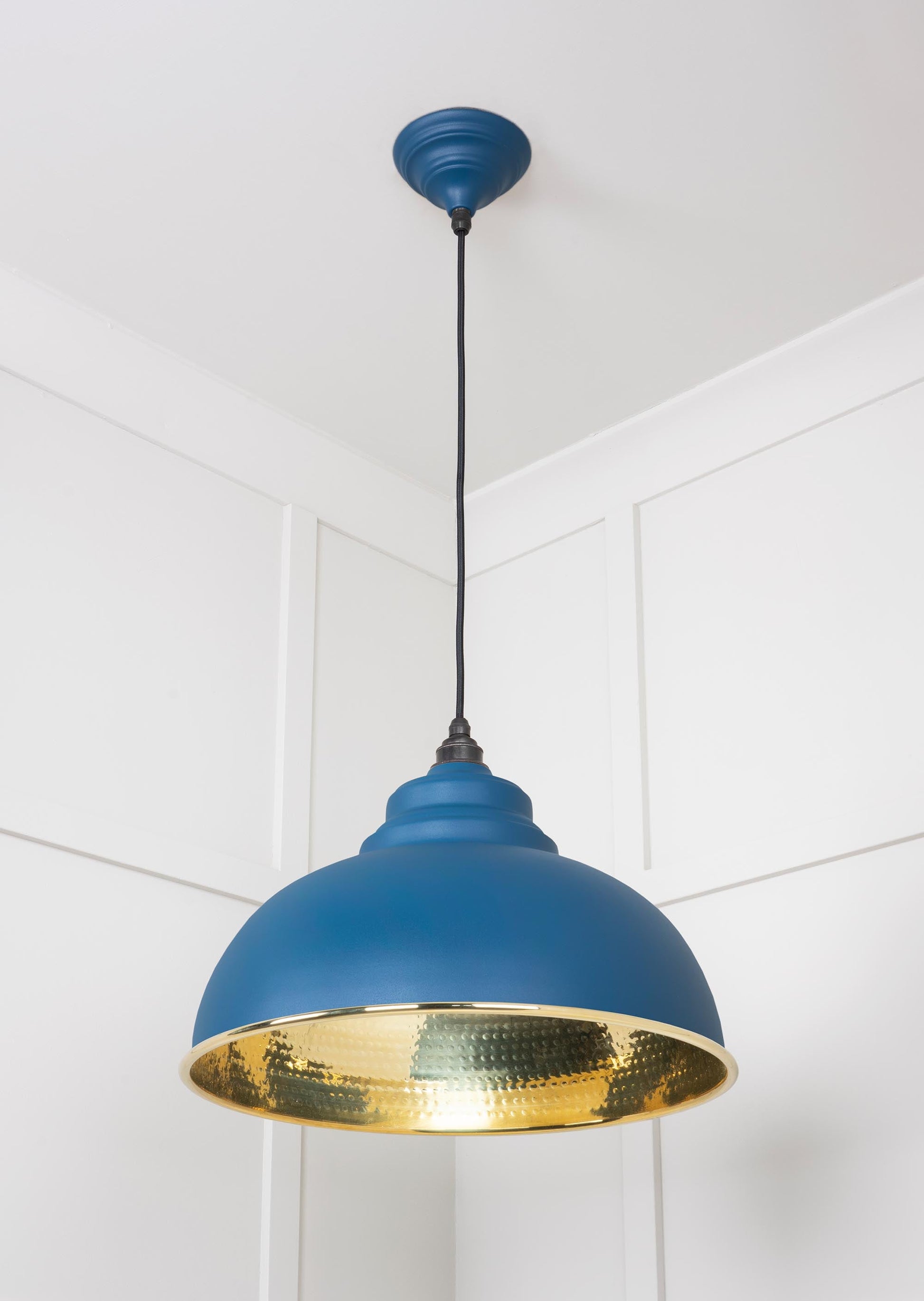 Hammered Brass Harborne Pendant Light Upstream, Underside.