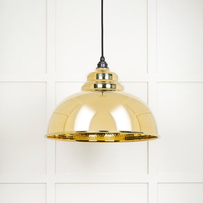 Hammered Brass Harborne Pendant Light , Front Side.