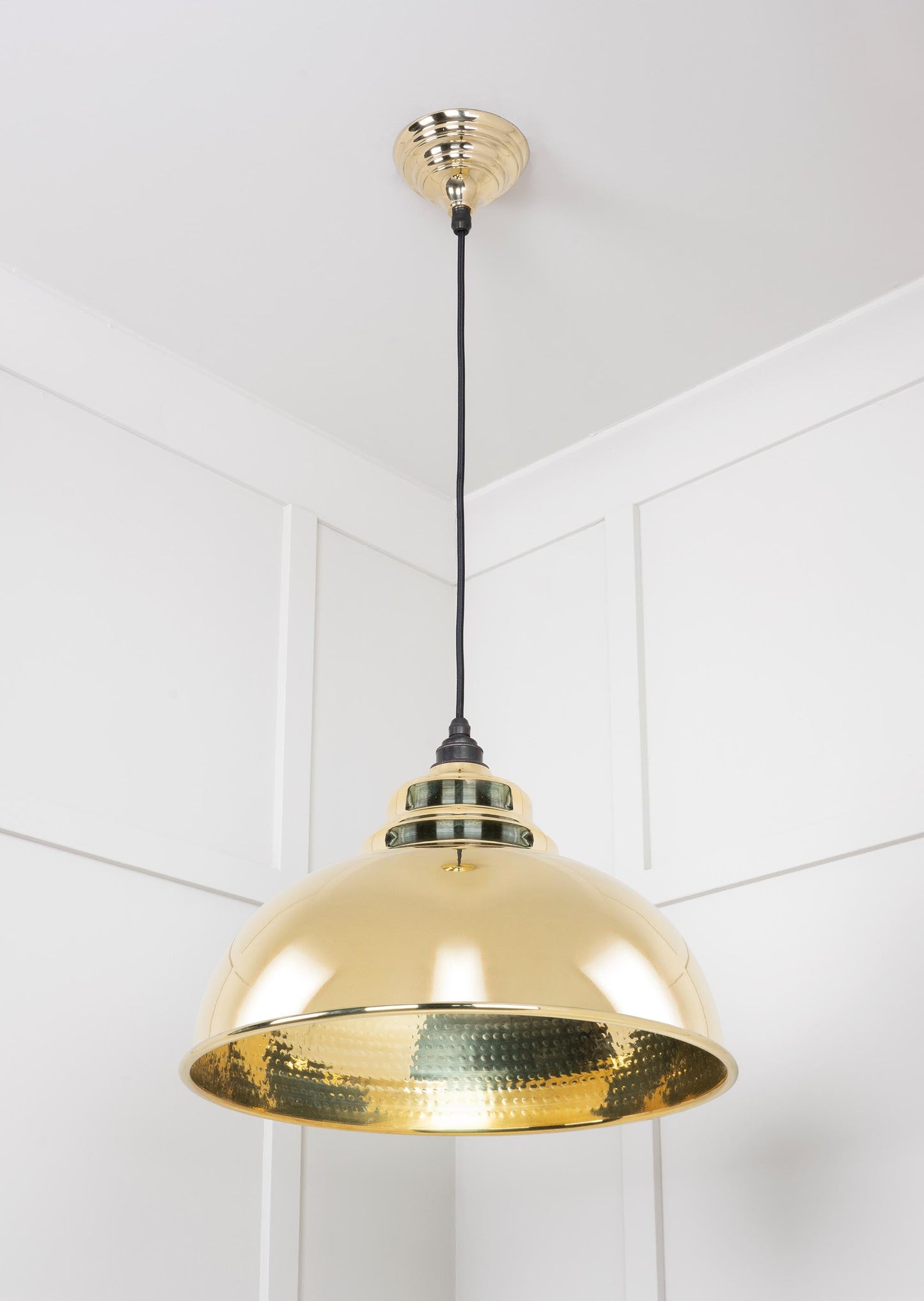 Hammered Brass Harborne Pendant Light , Underside.