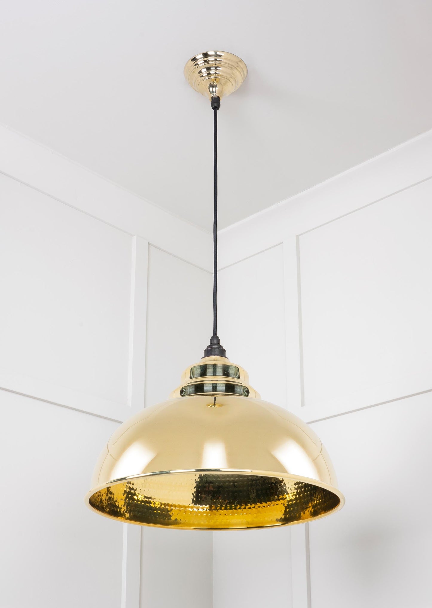 Hammered Brass Harborne Pendant Light , Underside.