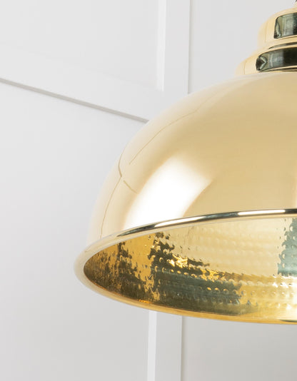 Hammered Brass Harborne Pendant Light , Detailed close up view of pendant.