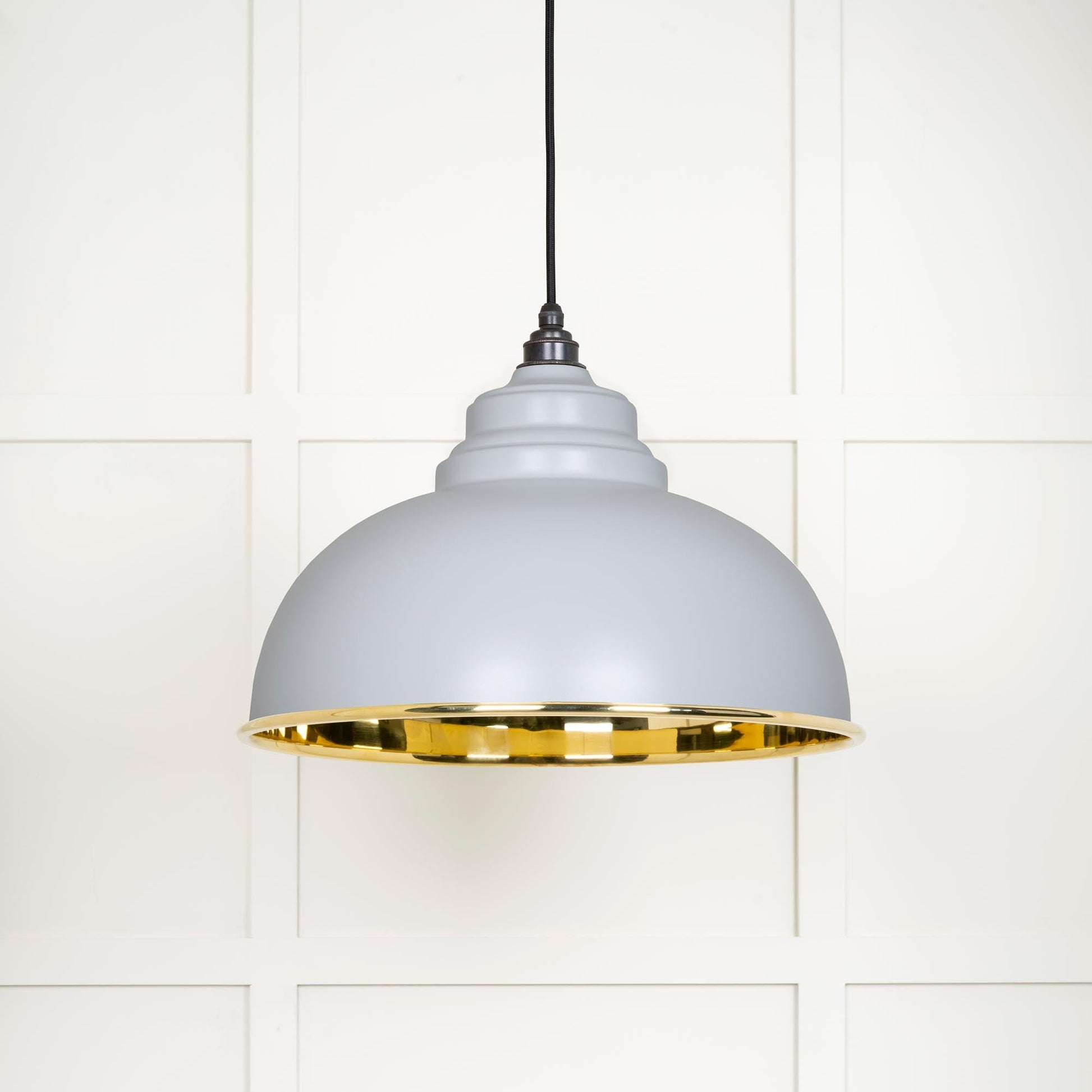 Smooth Brass Harborne Pendant Light Birch, Front Side.