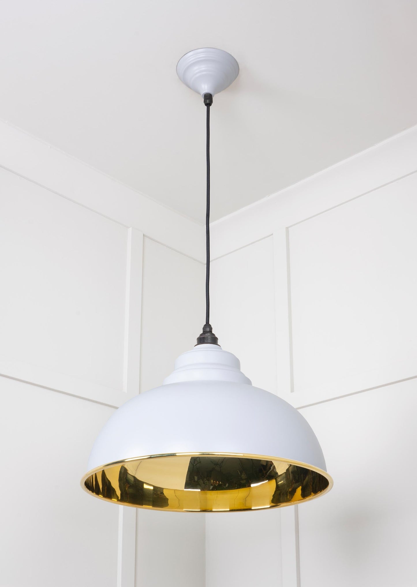 Smooth Brass Harborne Pendant Light Birch, Underside.