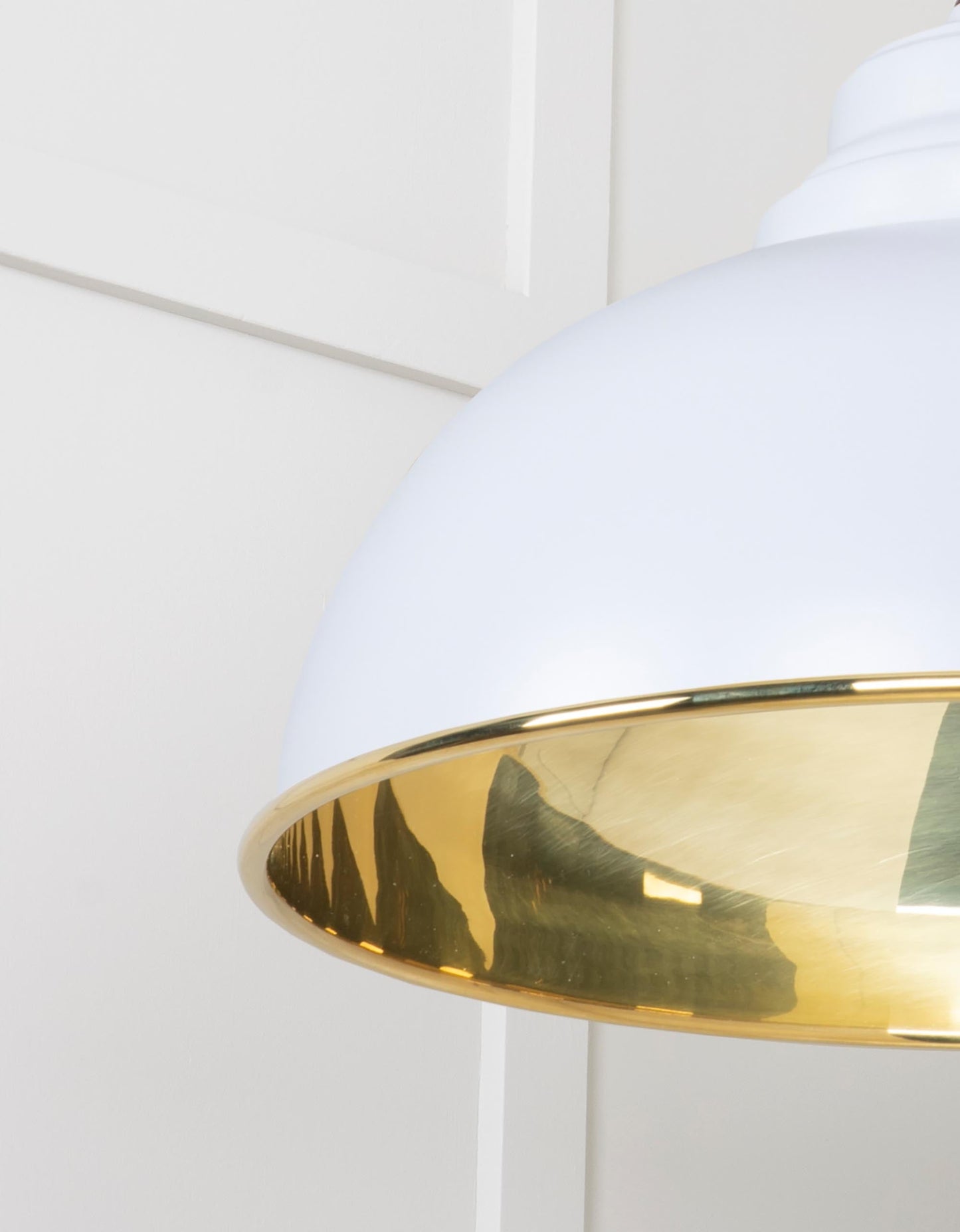Smooth Brass Harborne Pendant Light Birch, Detailed close up view of pendant.