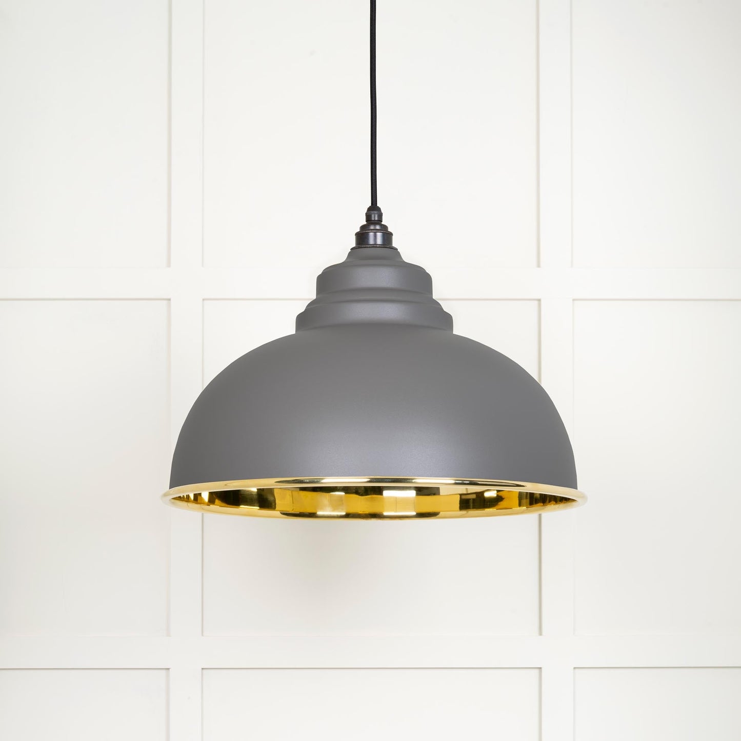 Smooth Brass Harborne Pendant Light Bluff, Front Side.