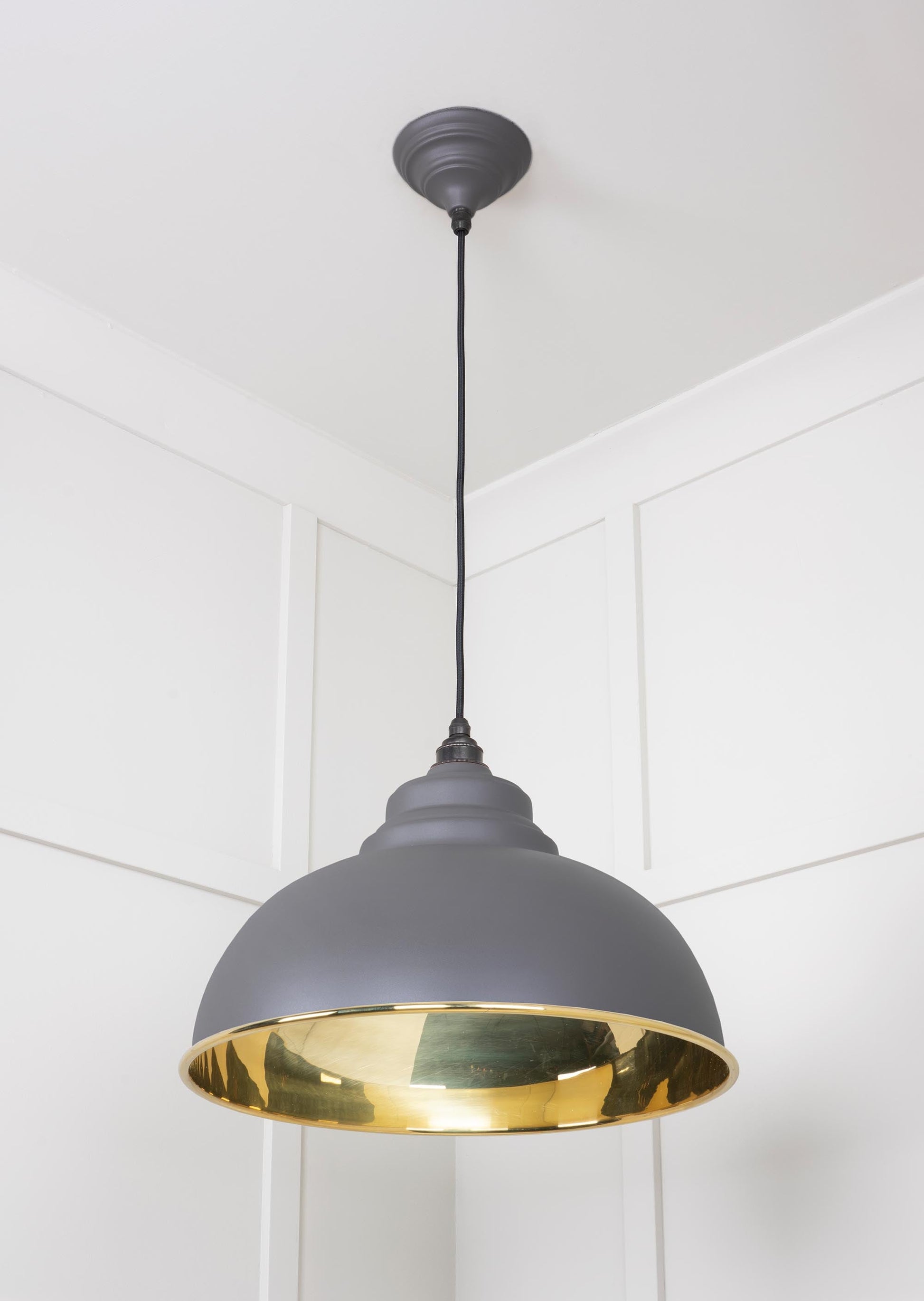 Smooth Brass Harborne Pendant Light Bluff, Underside.