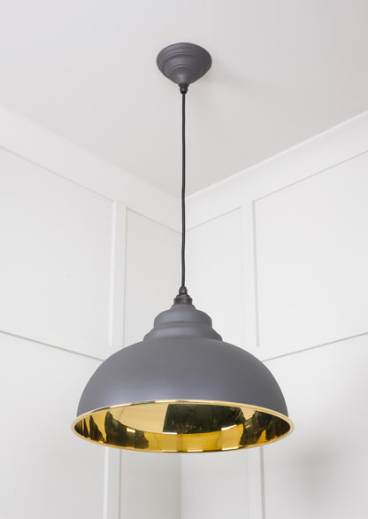 Smooth Brass Harborne Pendant Light Bluff, Underside.