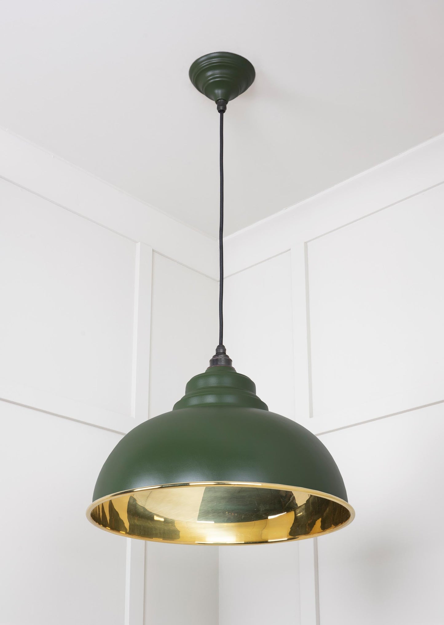 Smooth Brass Harborne Pendant Light Heath, Underside.