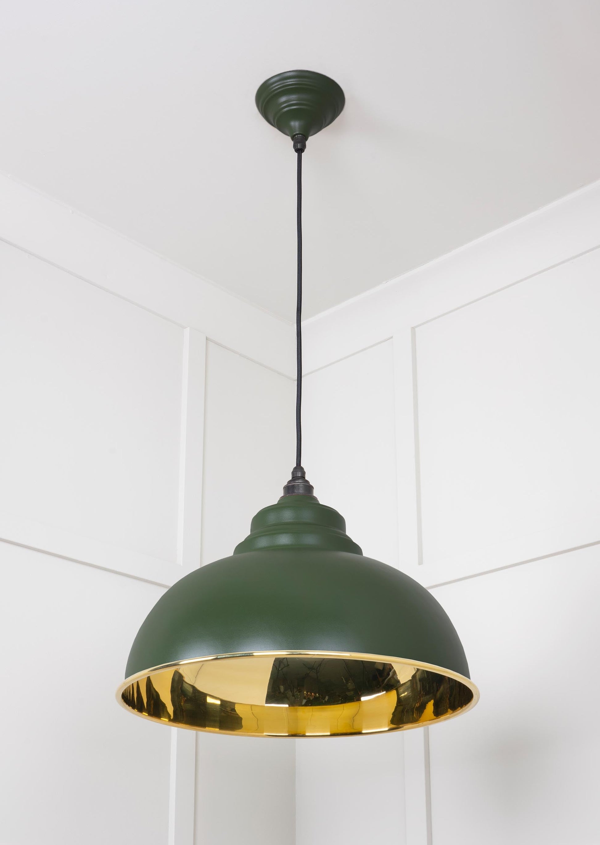 Smooth Brass Harborne Pendant Light Heath, Underside.