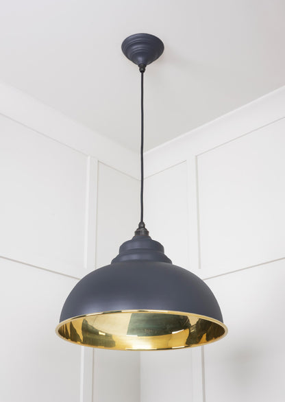 Smooth Brass Harborne Pendant Light Slate, Underside.