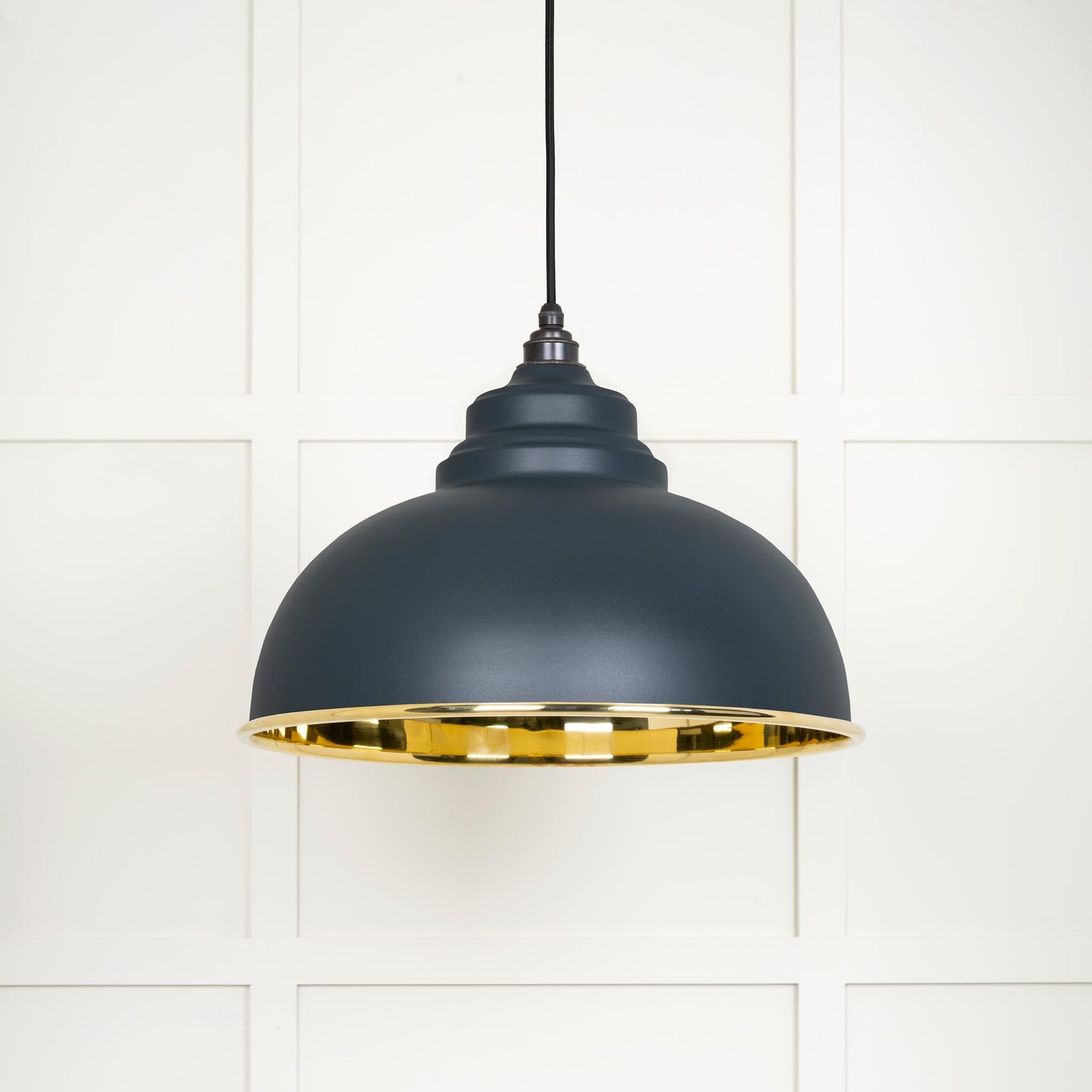 Smooth Brass Harborne Pendant Light Soot, Front Side.