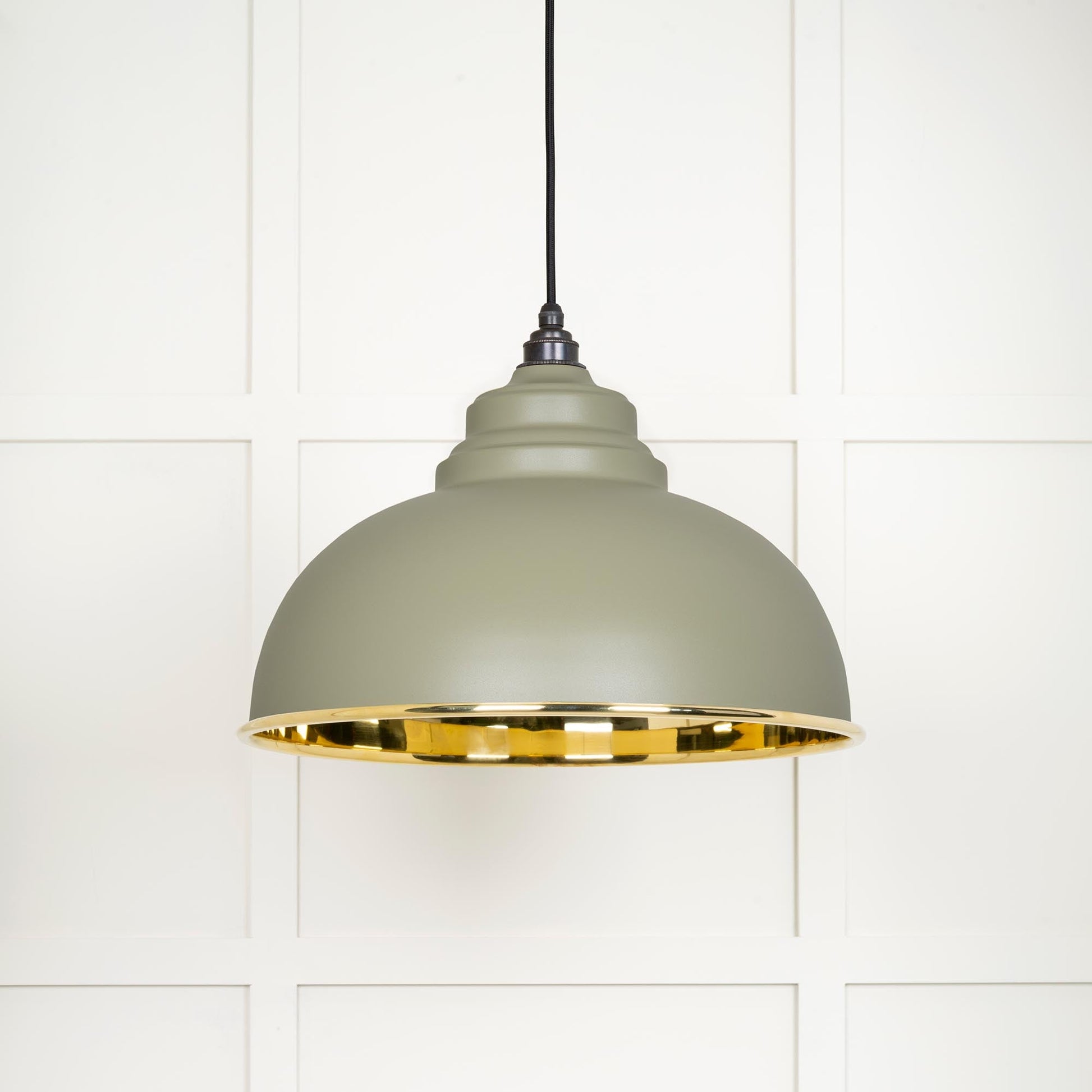 Smooth Brass Harborne Pendant Light Tump, Front Side.