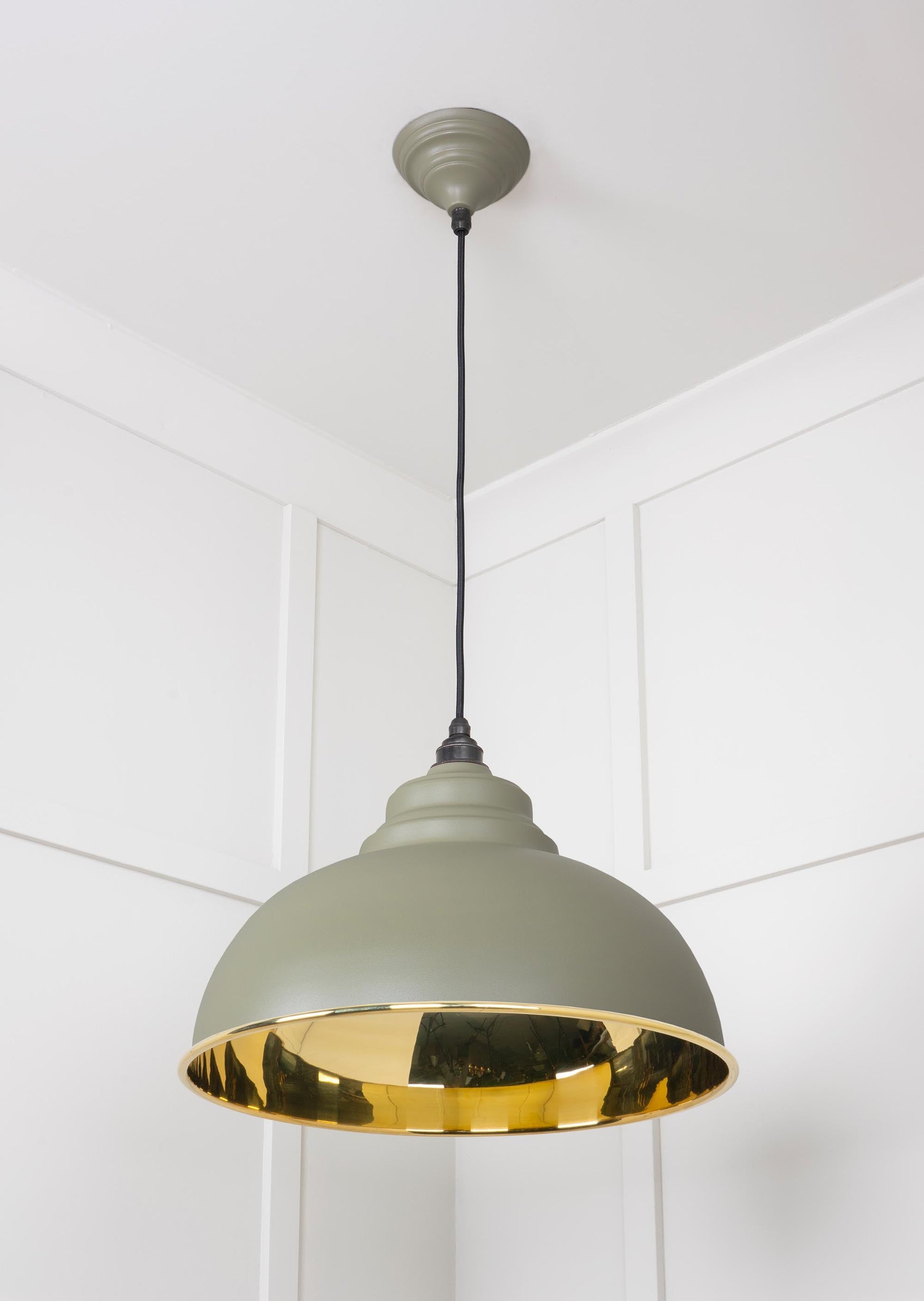 Smooth Brass Harborne Pendant Light Tump, Underside.