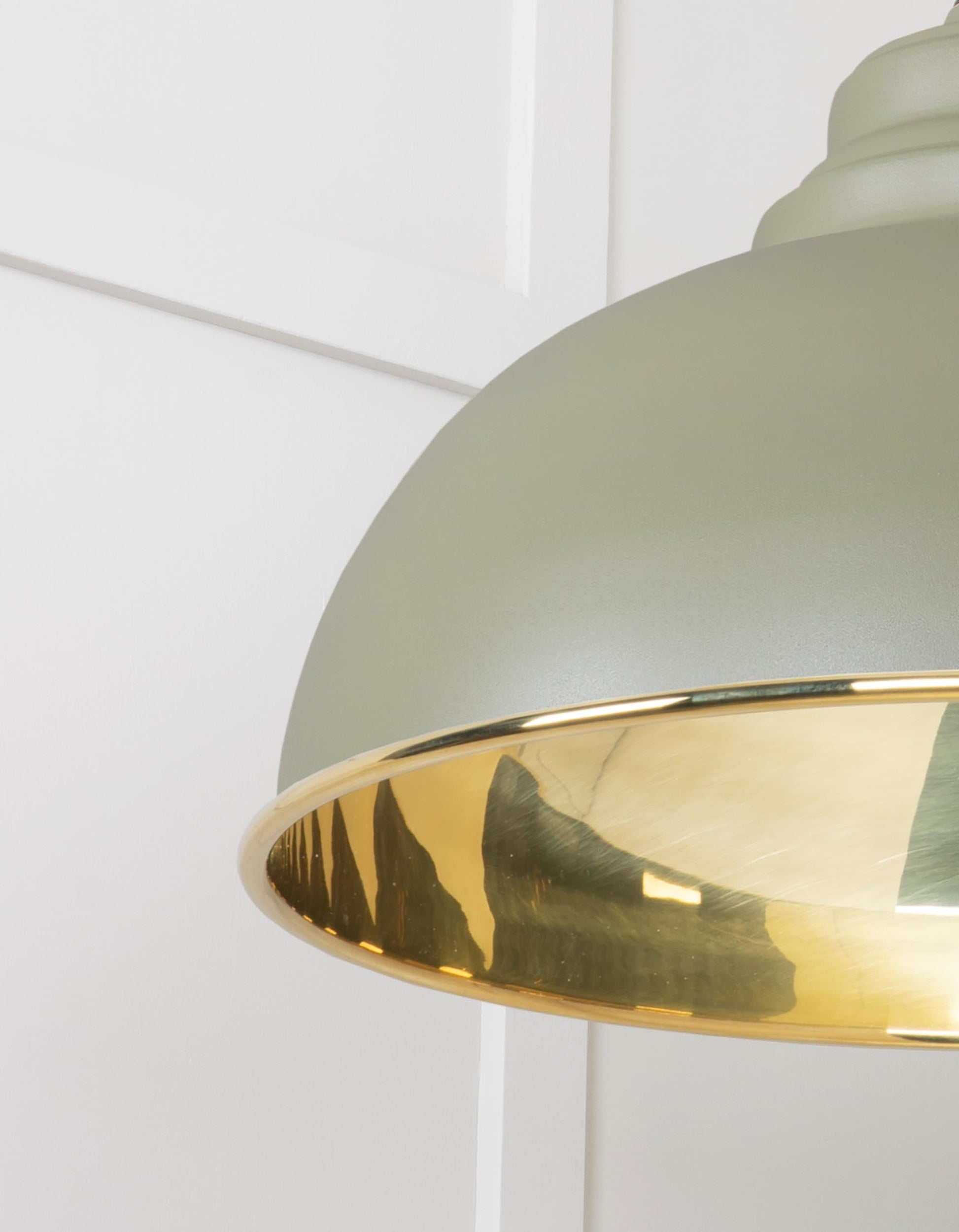 Smooth Brass Harborne Pendant Light Tump, Detailed close up view of pendant.