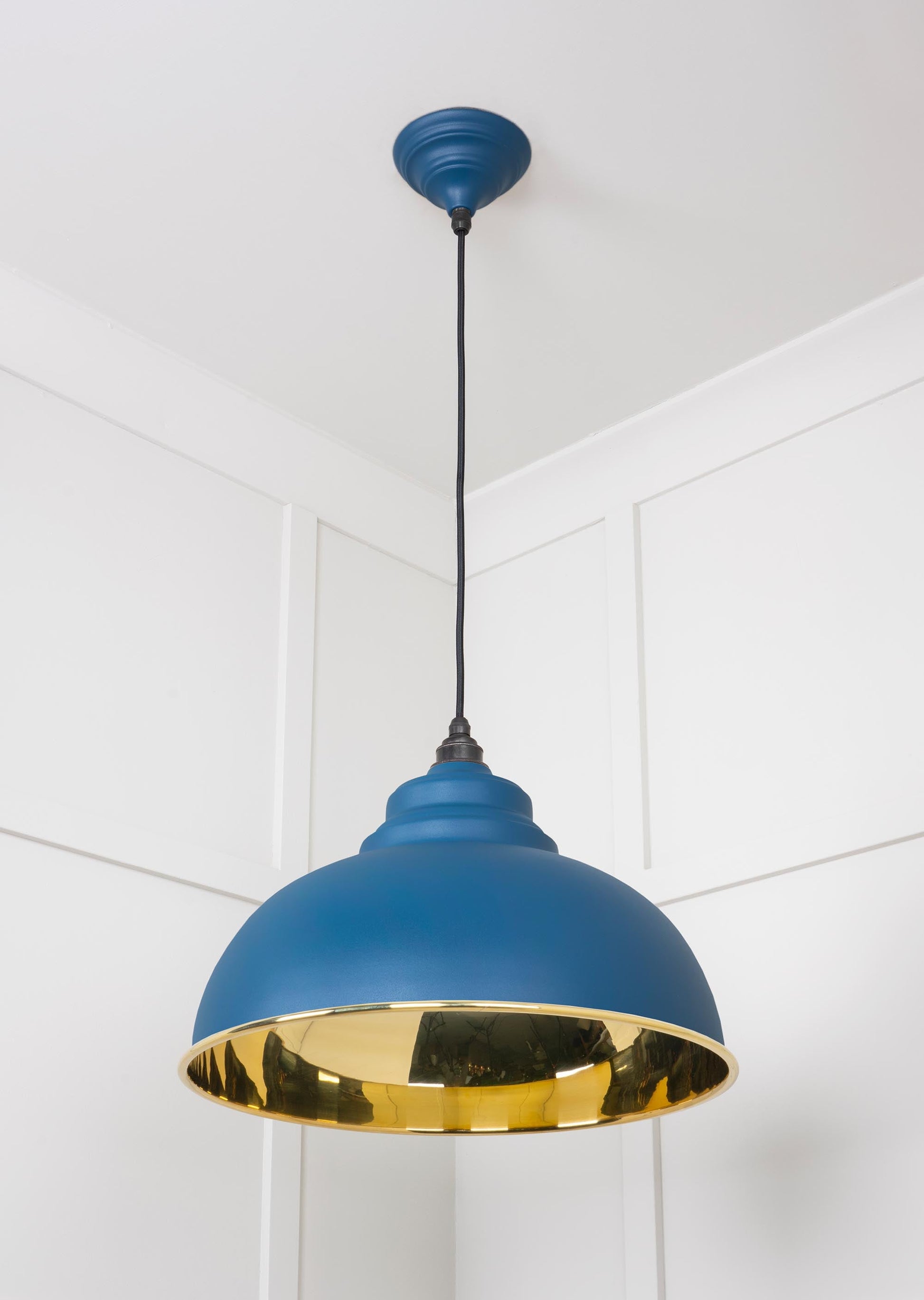 Smooth Brass Harborne Pendant Light Upstream, Underside.