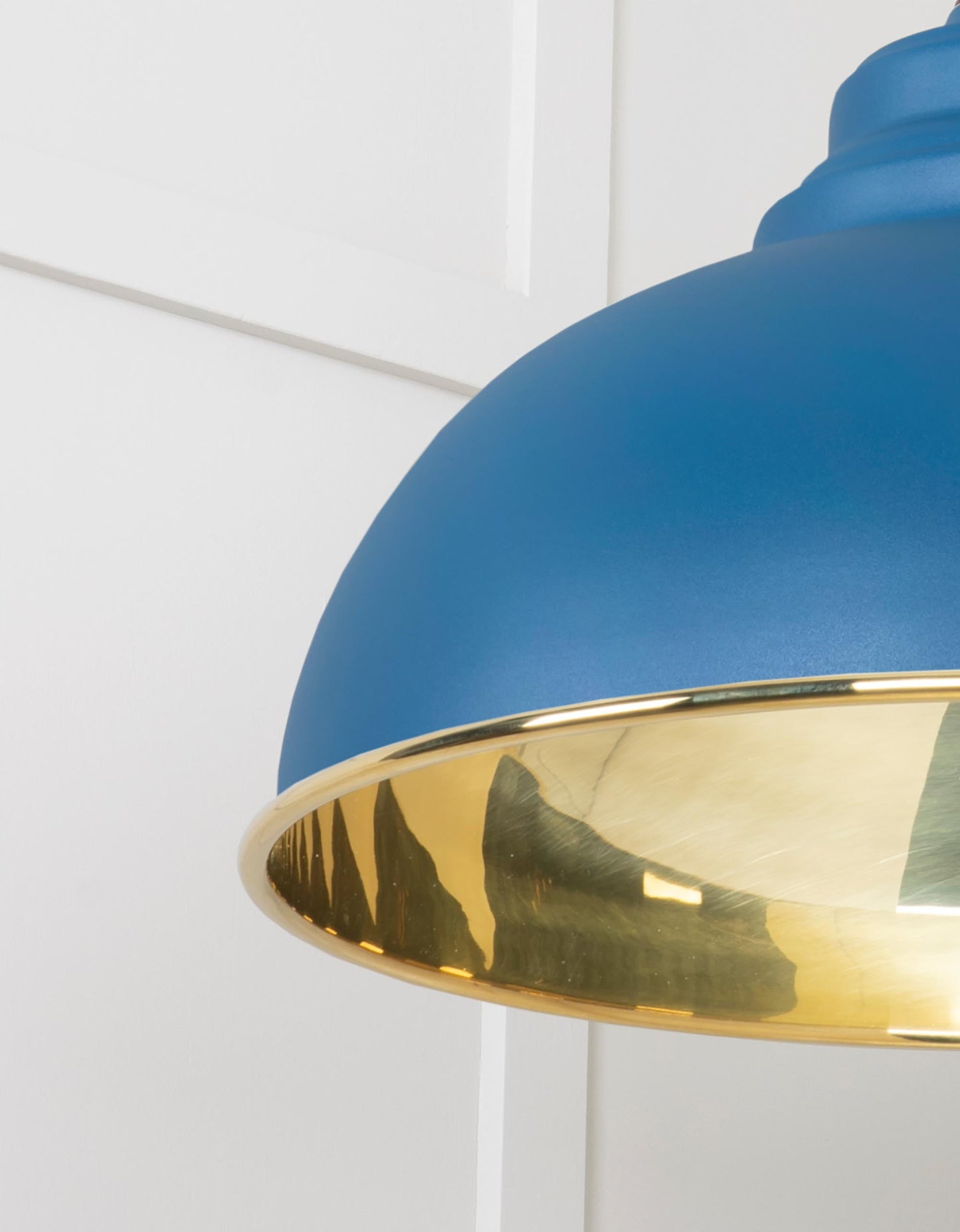 Smooth Brass Harborne Pendant Light Upstream, Detailed close up view of pendant.