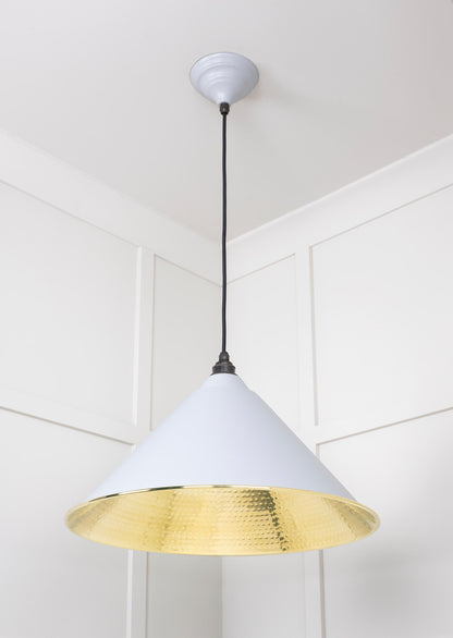 Hammered Brass Hockley Pendant Light Birch, Underside.