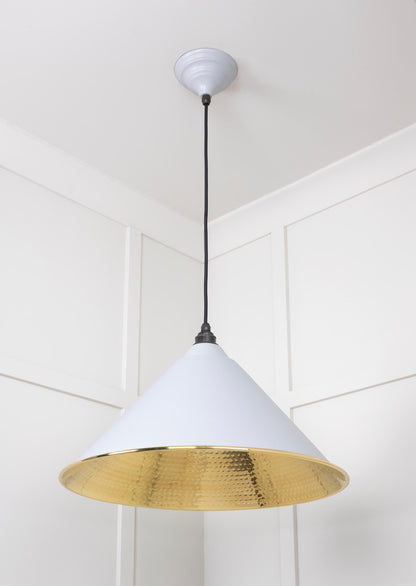 Hammered Brass Hockley Pendant Light Birch, Underside.