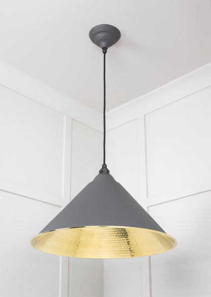 Hammered Brass Hockley Pendant Light Bluff, Underside.