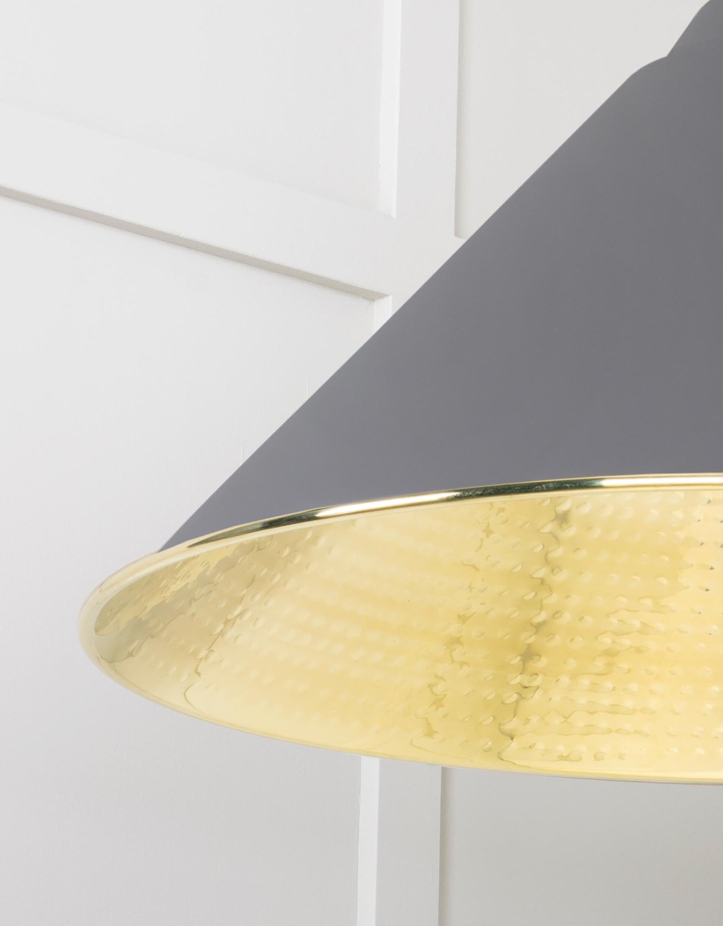 Hammered Brass Hockley Pendant Light Bluff, Detailed close up view of pendant.