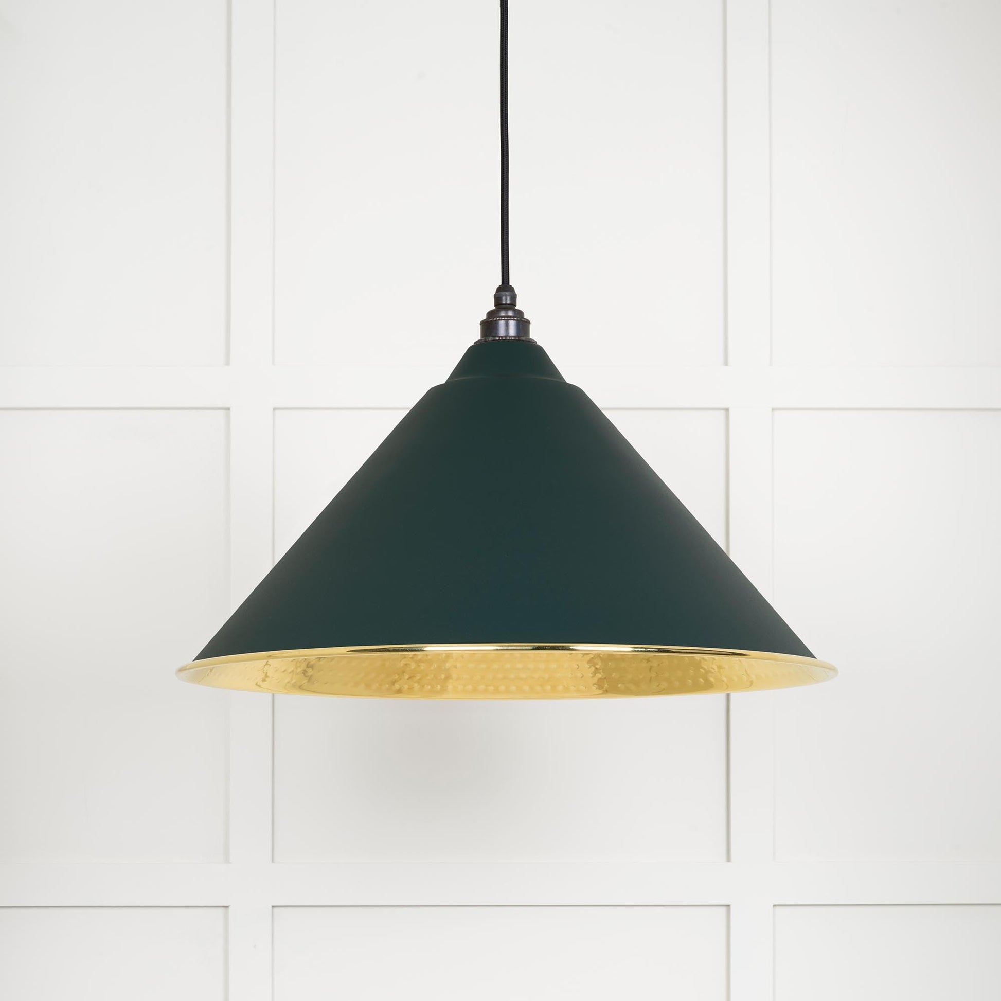 Hammered Brass Hockley Pendant Light Dingle, Front Side.