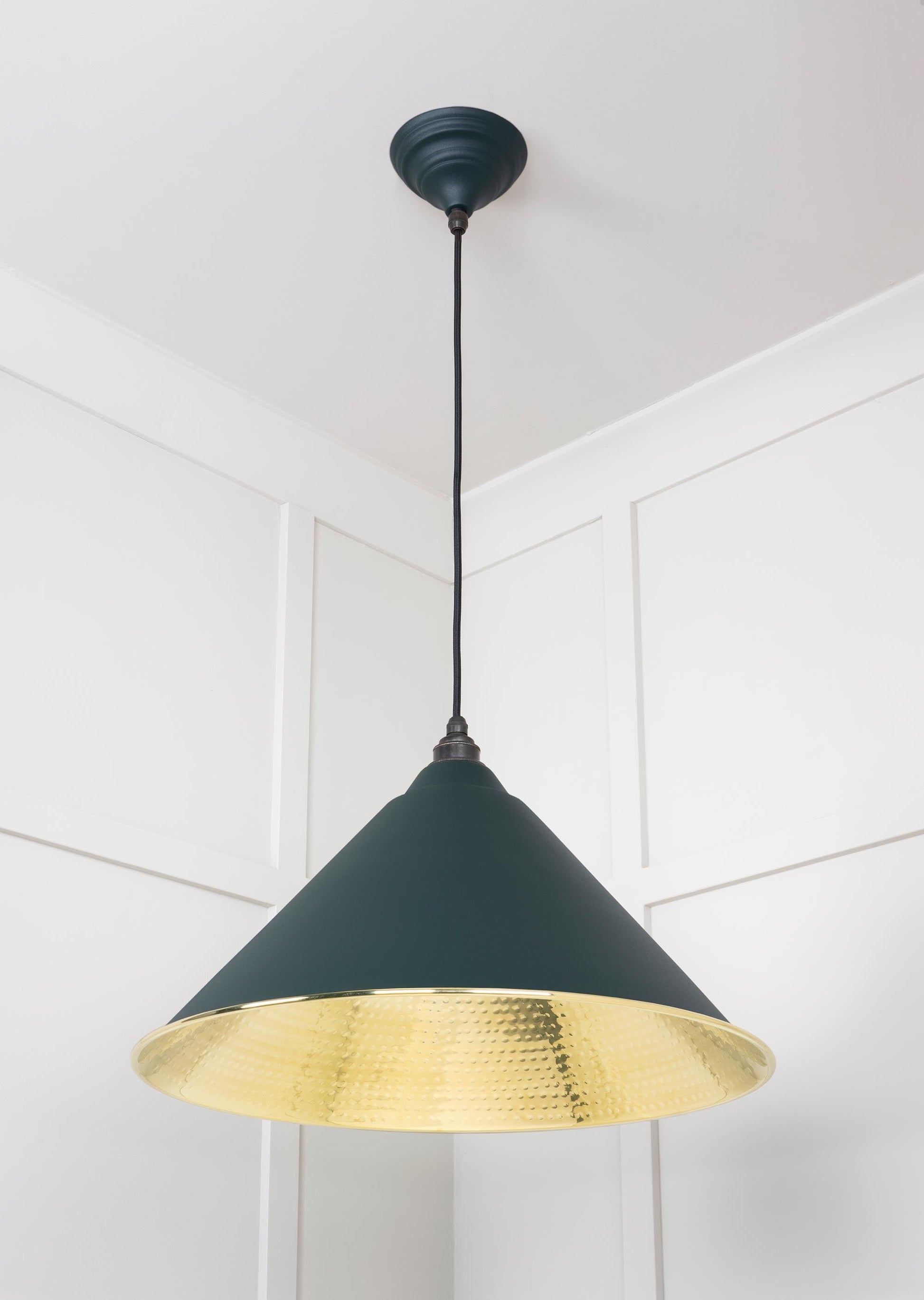 Hammered Brass Hockley Pendant Light Dingle, Underside.