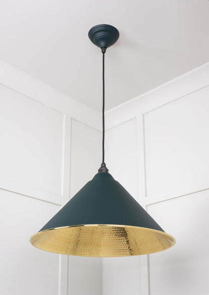 Hammered Brass Hockley Pendant Light Dingle, Underside.